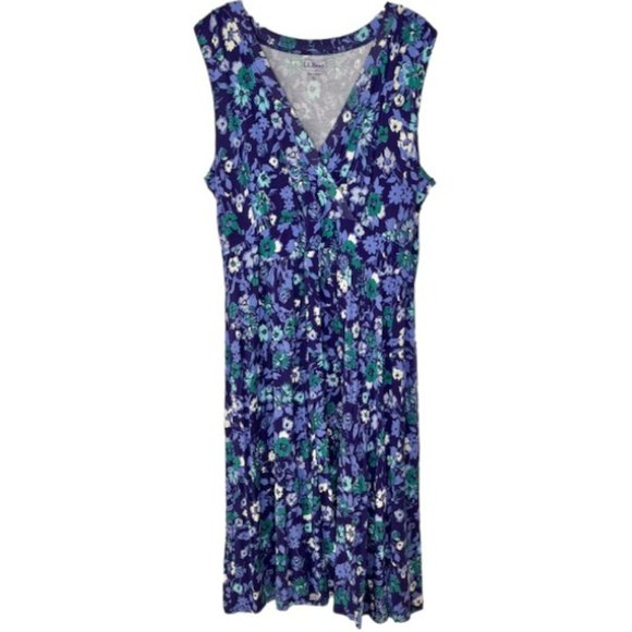 L.L. Bean Sleeveless Knit Crossover Top Maxi Dress - Navy - XL - Picture 1 of 11